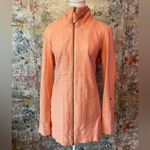 ANTHROPOLOGIE Saturday Sunday Long Pink Zip up High Collar Jacket. Size L